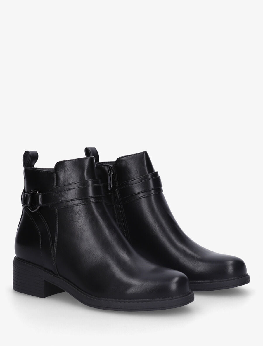 Bottines unies en simili - Noir - 4
