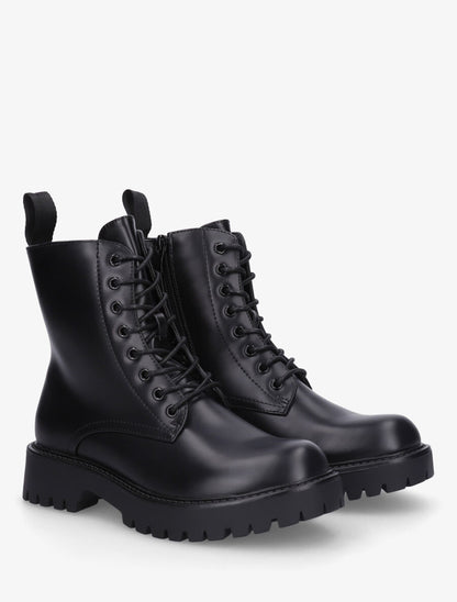Bottines montantes en simili - Noir - 4