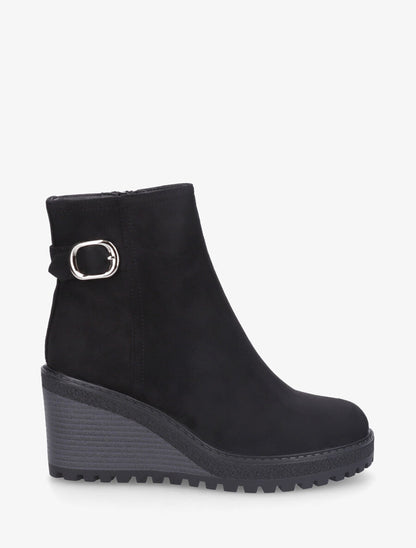 Bottines compensées en suédine - Noir - 1