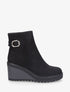 Bottines compensées en suédine - Noir - 1