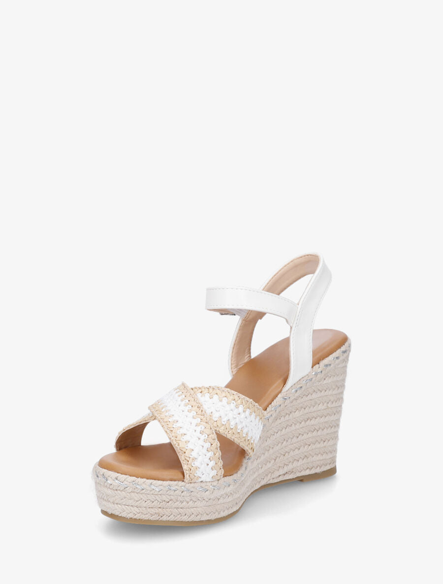 Sandales compensées à brides croisées - Blanc - 3