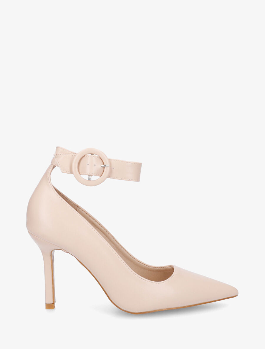 Escarpins en simili à bride à boucle - Beige - 5