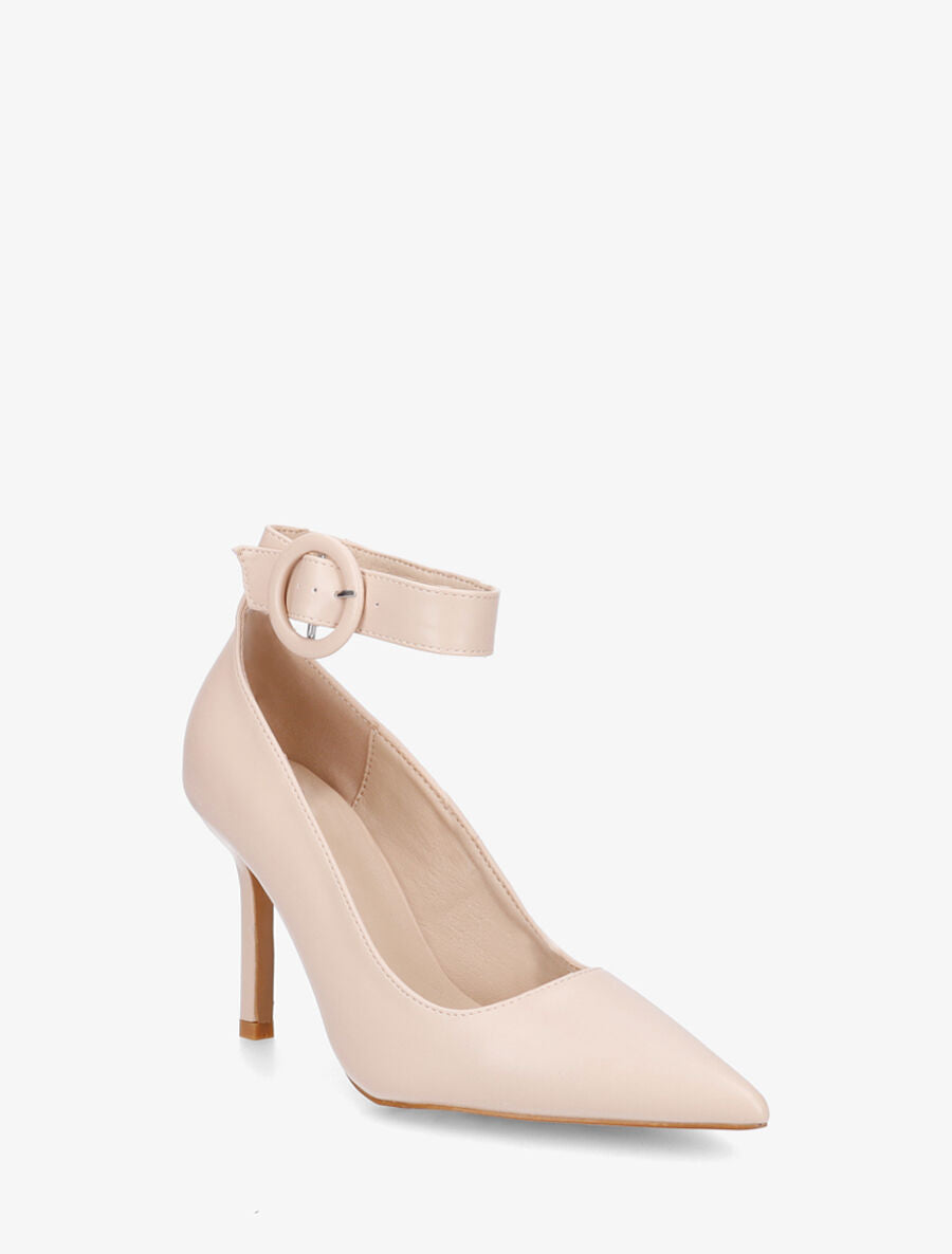 Escarpins en simili à bride à boucle - Beige - 2