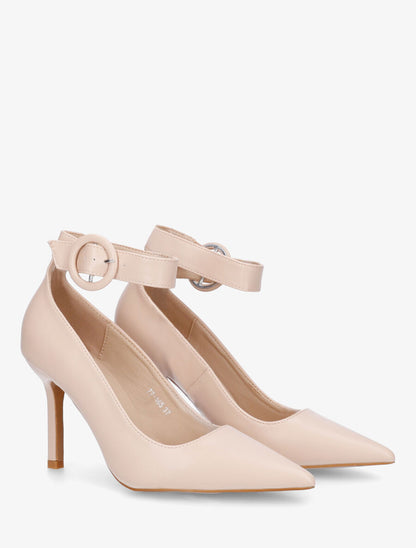 Escarpins en simili à bride à boucle - Beige - 4