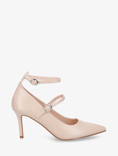 Escarpins en simili à double brides - Beige foncé - 1