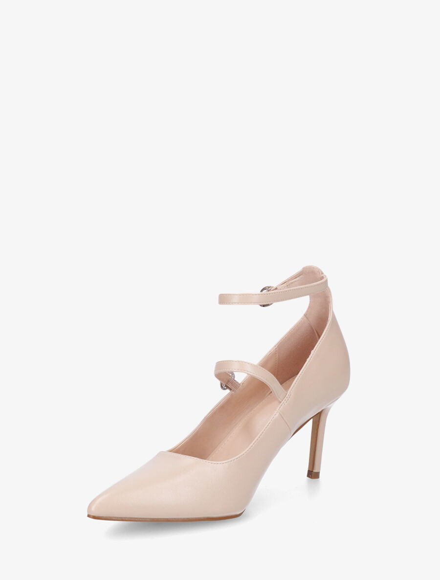 Escarpins en simili à double brides - Beige foncé - 3
