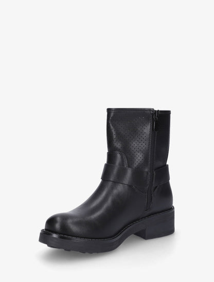 Bottines en simili à quartier ajouré et boucles - Noir - 3