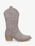 Bottines en suédine style santiags - Gris - 1