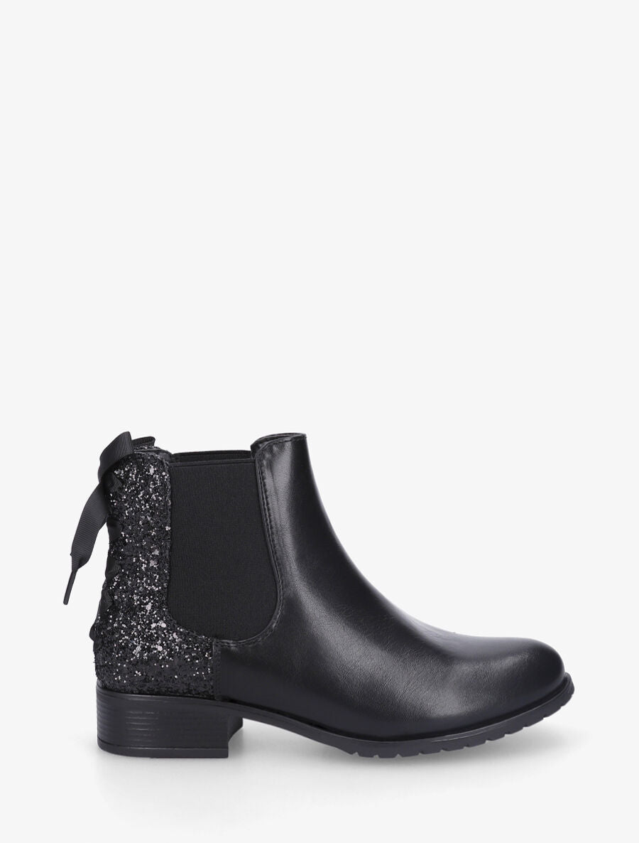 Bottines en simili à contrefort pailleté - Noir - 5