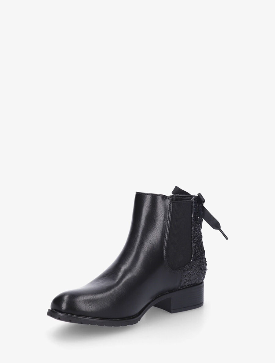 Bottines en simili à contrefort pailleté - Noir - 3