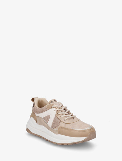 Baskets compensées multi-matières - Taupe - 2