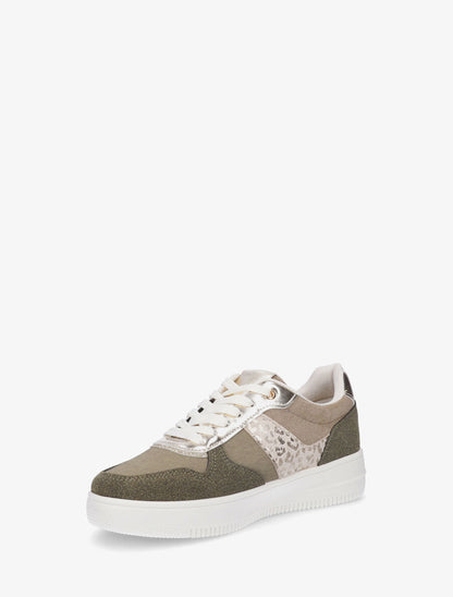 Sneakers à détail irisé et pailleté - Kaki - 3