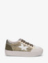 Sneakers bimatière et étoile incrustée - Kaki - 1