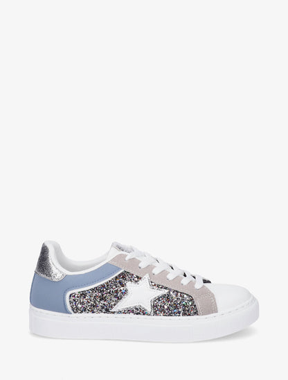 Sneakers en simili à détail étoile - Bleu - 5