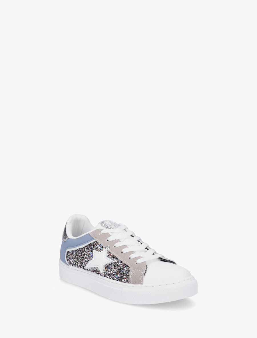 Sneakers en simili à détail étoile - Bleu - 2