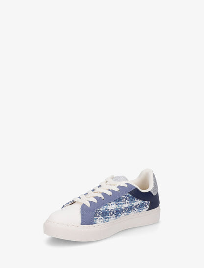 Sneakers en simili à détail étoile - Bleu - 3