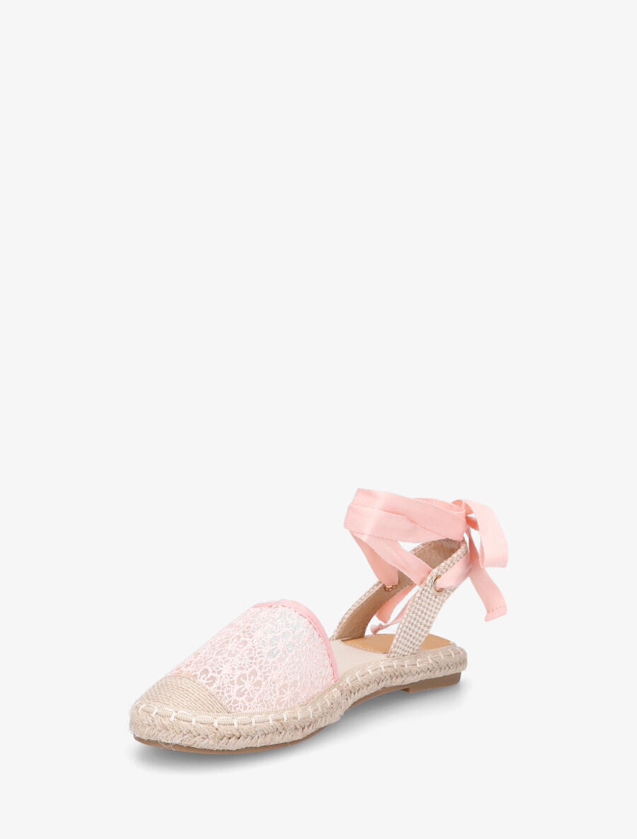 Espadrilles avec liens à nouer - Rose - 3