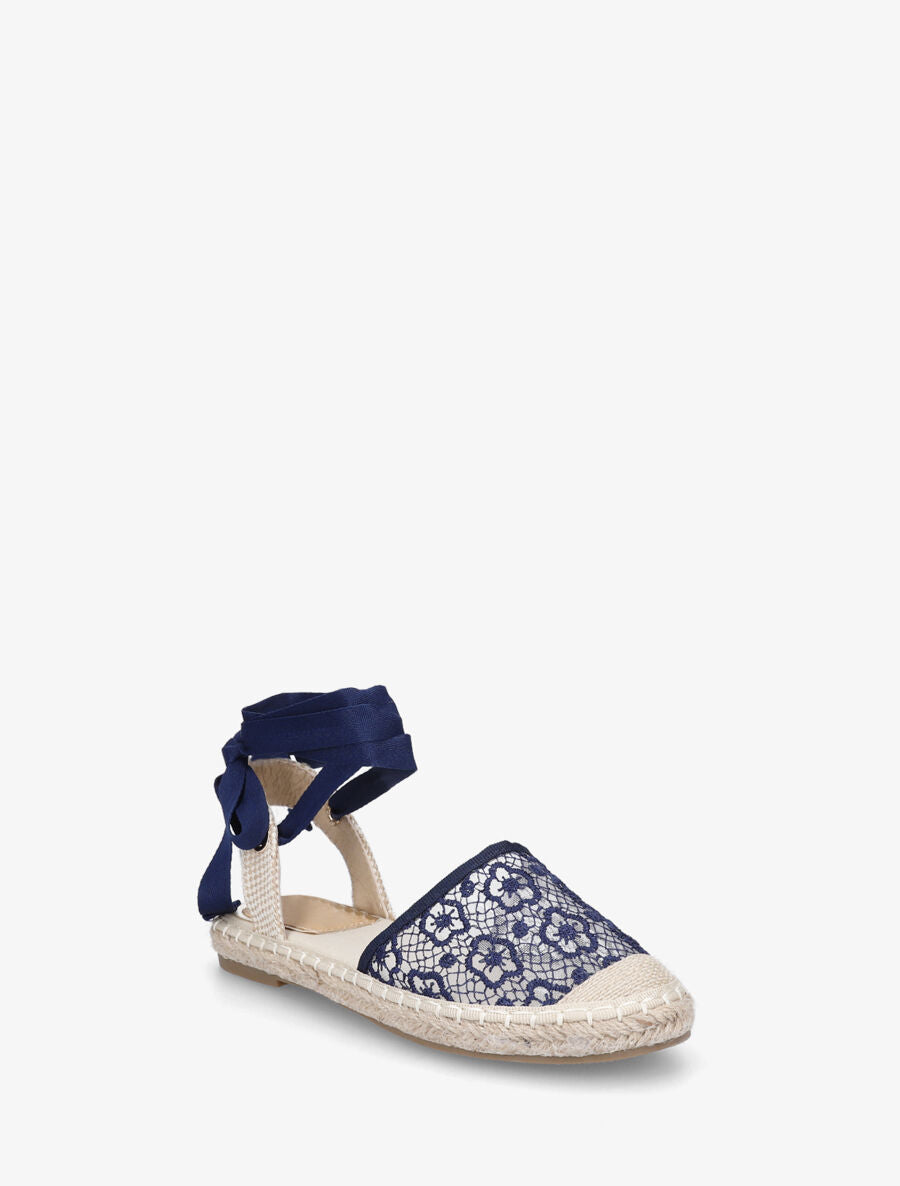 Espadrilles avec liens à nouer - Marine - 2