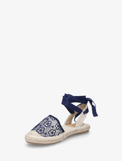 Espadrilles avec liens à nouer - Marine - 3