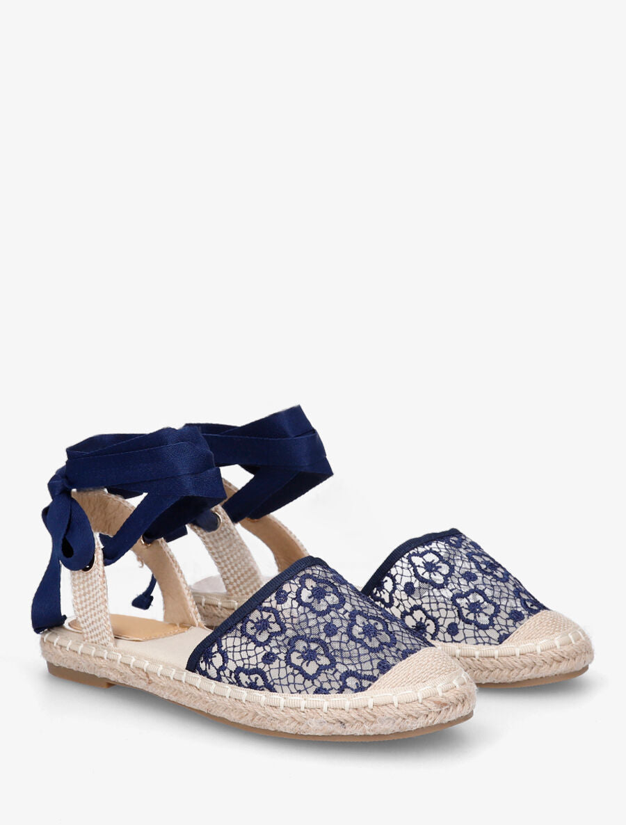 Espadrilles avec liens à nouer - Marine - 4