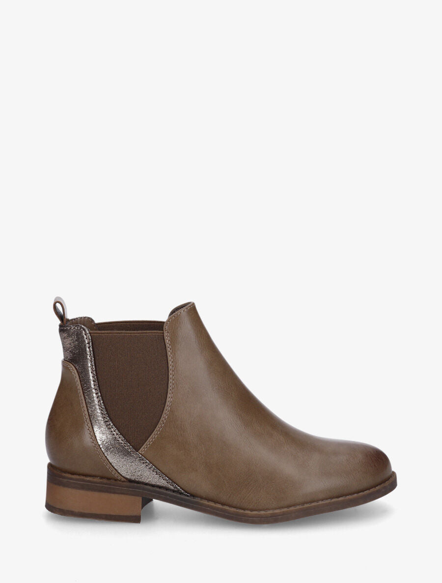 Bottines élastiquées à bande irisée - Taupe - 1