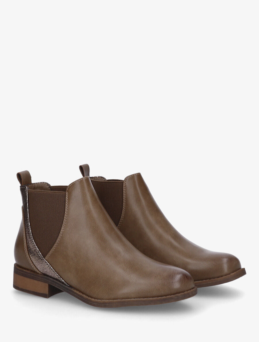 Bottines élastiquées à bande irisée - Taupe - 4