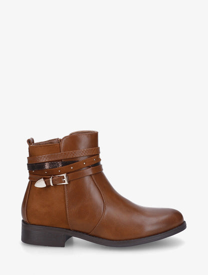 Bottines bi-matière à bandes dépareillés - Camel - 1