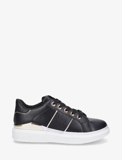 Sneakers à semelle texturée et empiècement métallique - Noir - 1