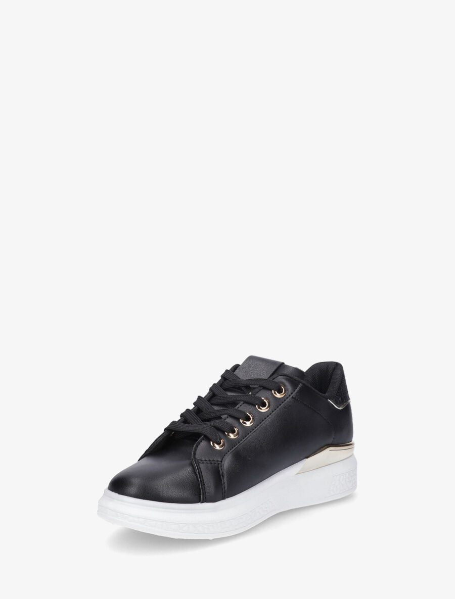 Sneakers à semelle texturée et empiècement métallique - Noir - 3