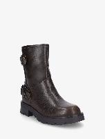 Botines de imitación con doble correa - Marrón oscuro
