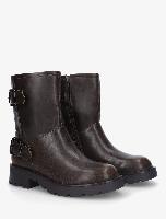 Botines de imitación con doble correa - Marrón oscuro