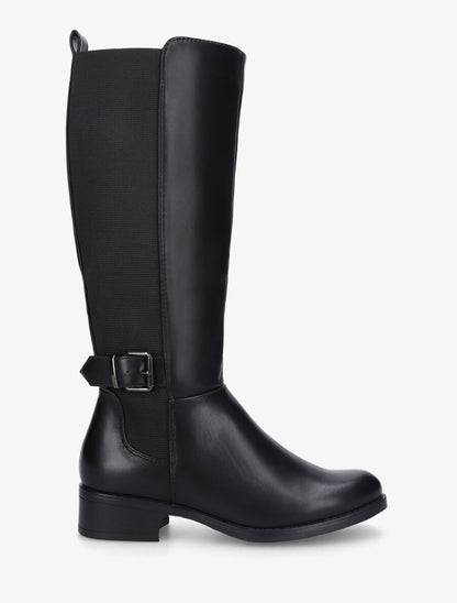 Bottes unies élastiquées et sanglées en simili - Noir - 1