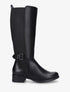 Bottes unies élastiquées et sanglées en simili - Noir - 1