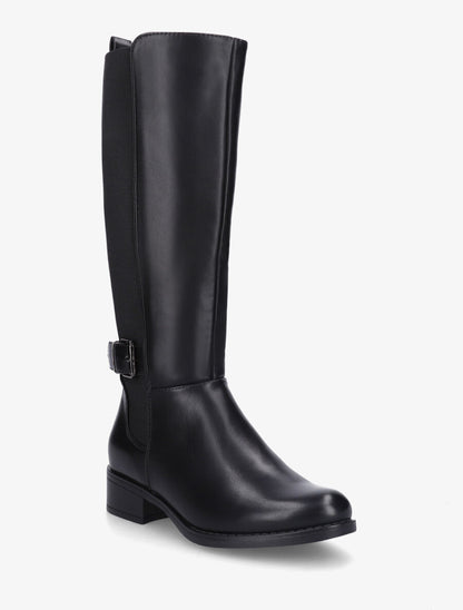 Bottes unies élastiquées et sanglées en simili - Noir - 2