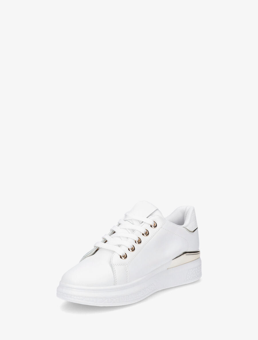 Sneakers à semelle texturée et empiècement métallique - Blanc - 3