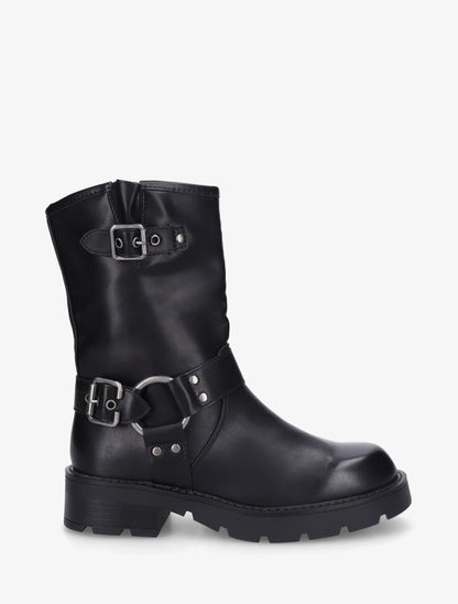 Bottines montantes en simili - Noir - 1