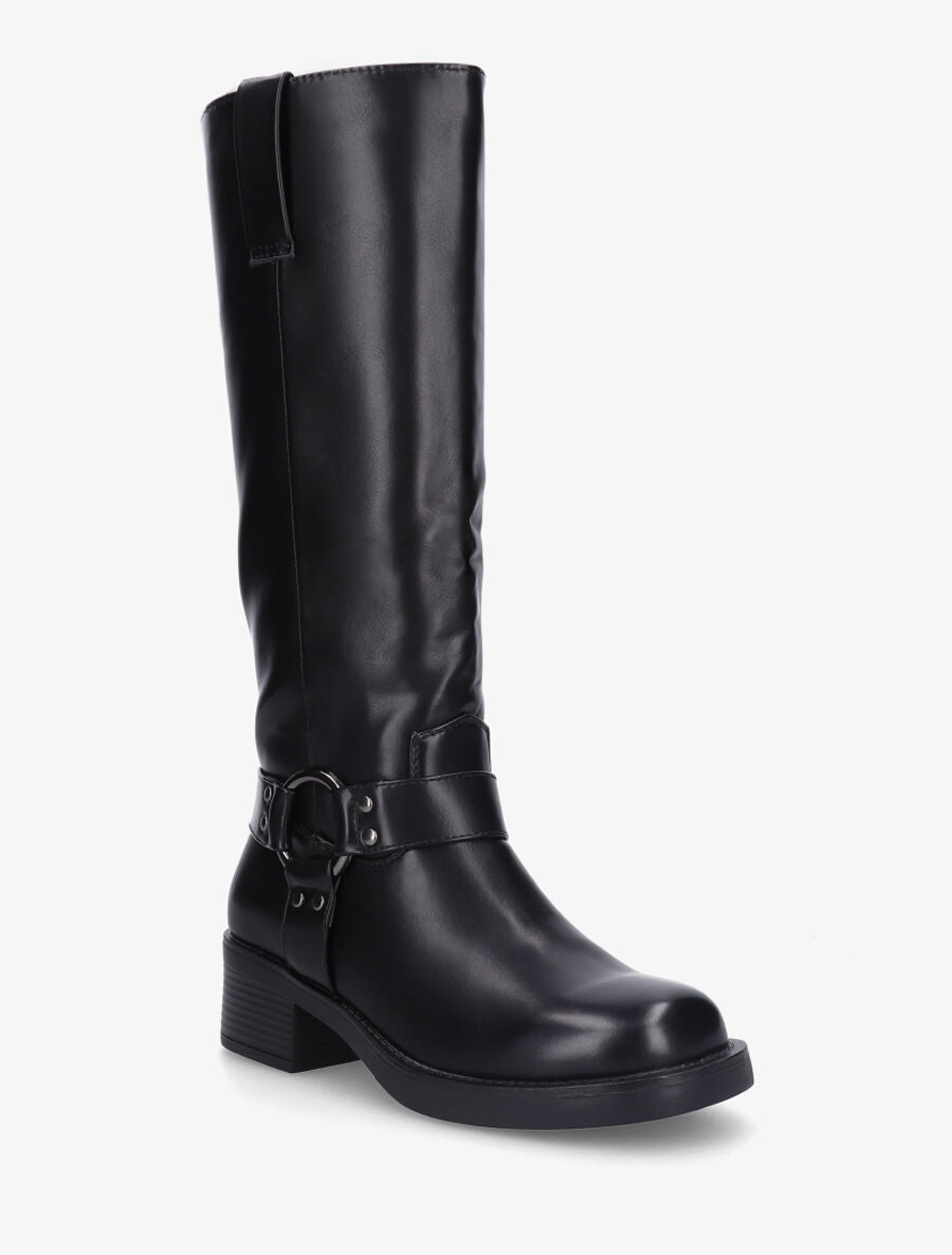 Bottes unies en simili - Noir - 2