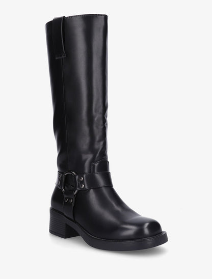 Bottes unies en simili - Noir - 2