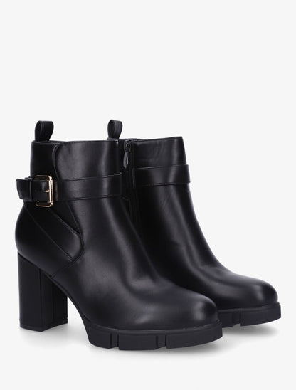 Bottines en simili à talon haut et boucle - Noir - 4
