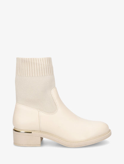 Bottines style chaussettes à détail métallique - Beige - 5