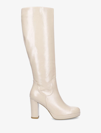 Bottes vernies à plateforme et talon haut - Beige - 5