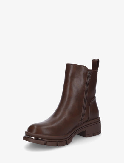 Bottines en simili à détail métallique - Marron - 3