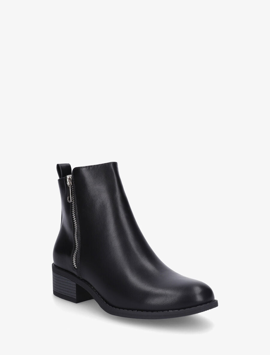 Bottines en simili à zip - Noir - 2