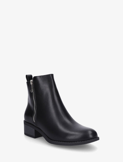 Bottines en simili à zip - Noir - 2