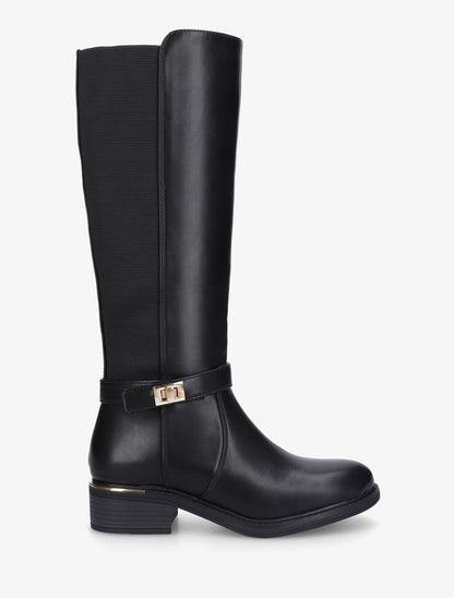 Bottes unies à empiècement métallique au talon - Noir - 1