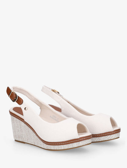Sandales compensées à semelle style osier - Blanc - 4