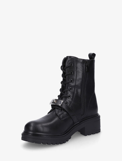 Bottines en simili style rangers à boucle stylisée - Noir - 3