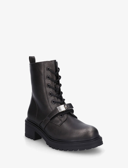 Bottines en simili style rangers à boucle stylisée - Anthracite - 2