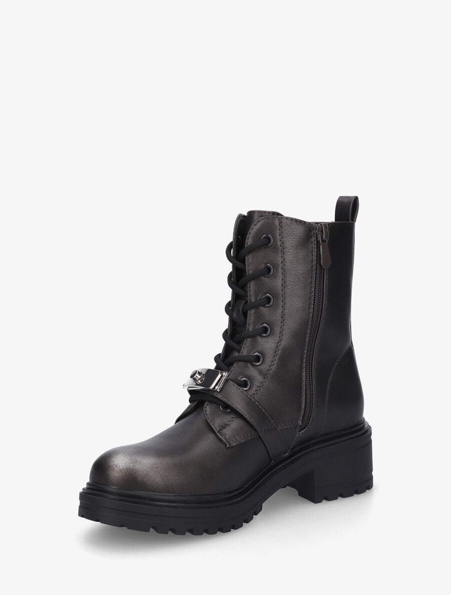 Bottines en simili style rangers à boucle stylisée - Anthracite - 3