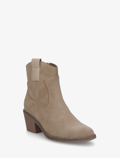Bottines unies style santiags - Taupe - 2